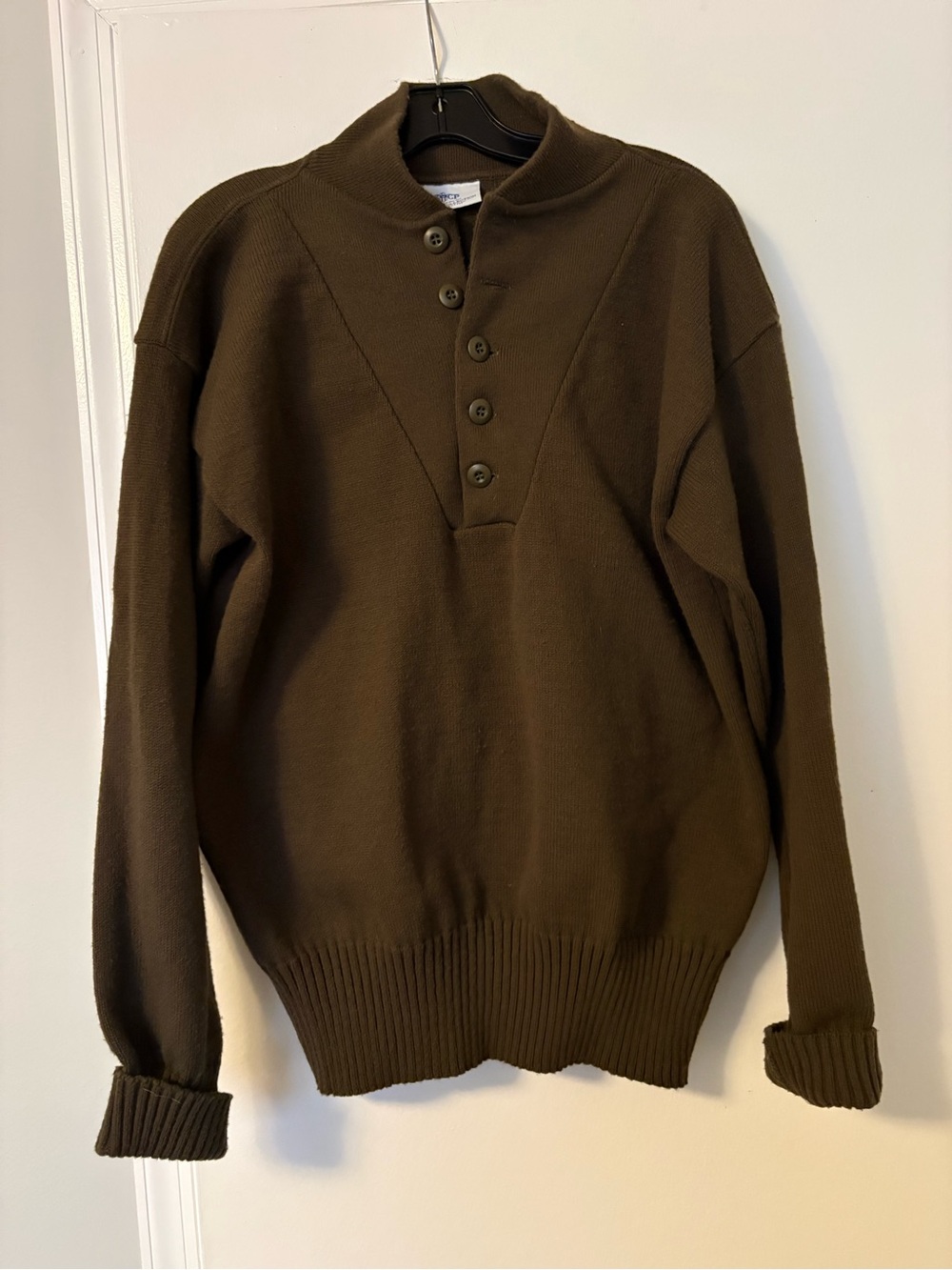 Vintage Military 5-Button Henley Utility/Commando Sweater